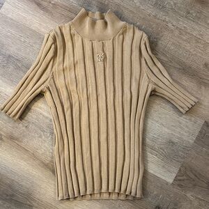 DKNY Camel Ribbed Turtleneck Sweater